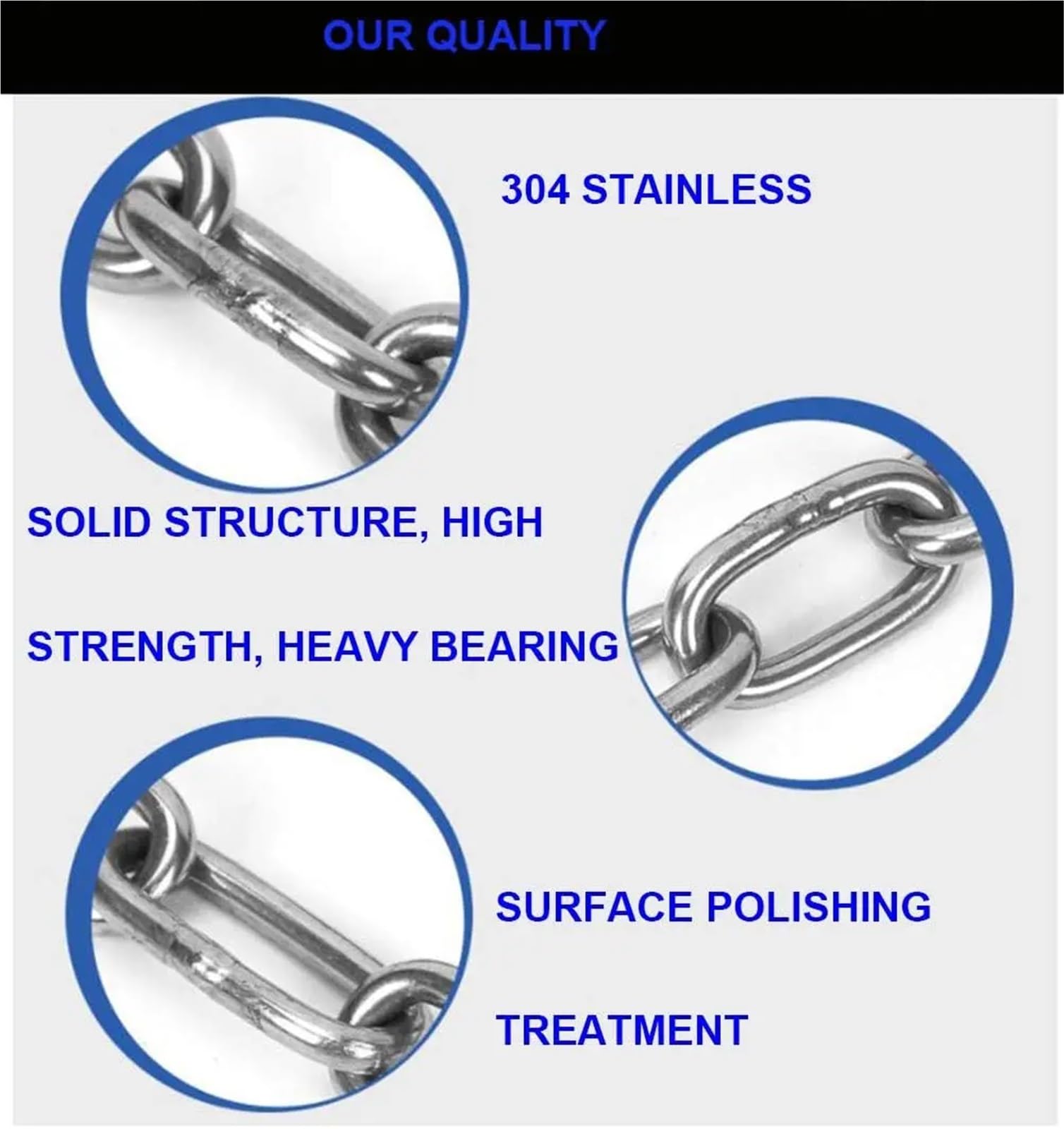 Cadena Cadena de acero inoxidable resistente, capacidad 550LB for sacos boxeo, silla colgante, hamacas, columpio(118inch)