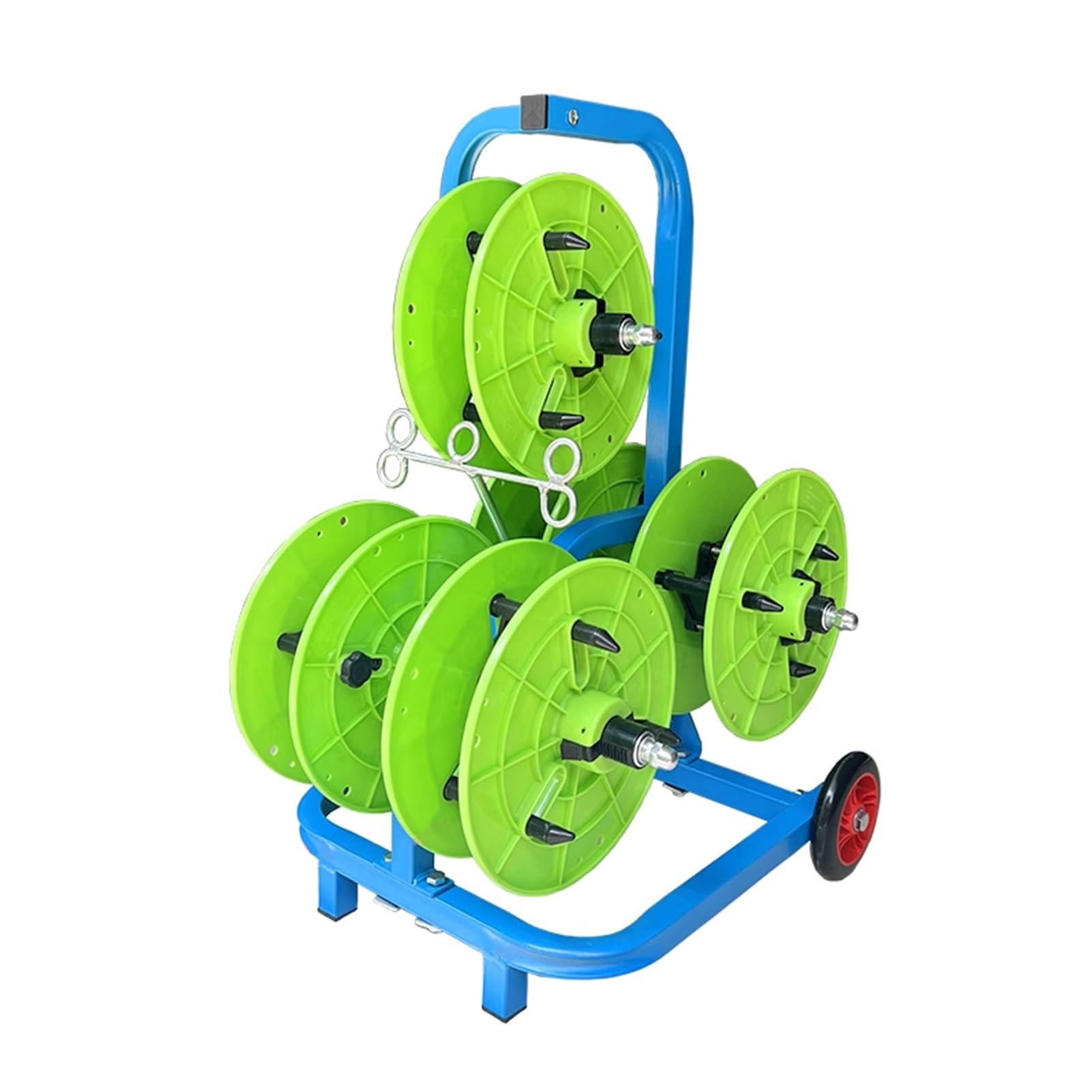 WDSOPK Wire Spool Rack with Wheels,5/6 Axle Cable Caddy,Wire Installer Spool Reel Holder,for Industrial and Retail Wire Pullers (Green 5 reel)