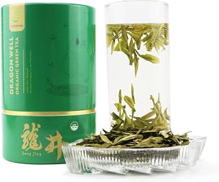 EFOOFAN USDA Certified Organic Longjing Green Tea Loose Leaf, 3oz, Buds Leaves Hand-Picked, Authentic Chinese Dragonwell Tea Origin, Premium and Edible Long Jing