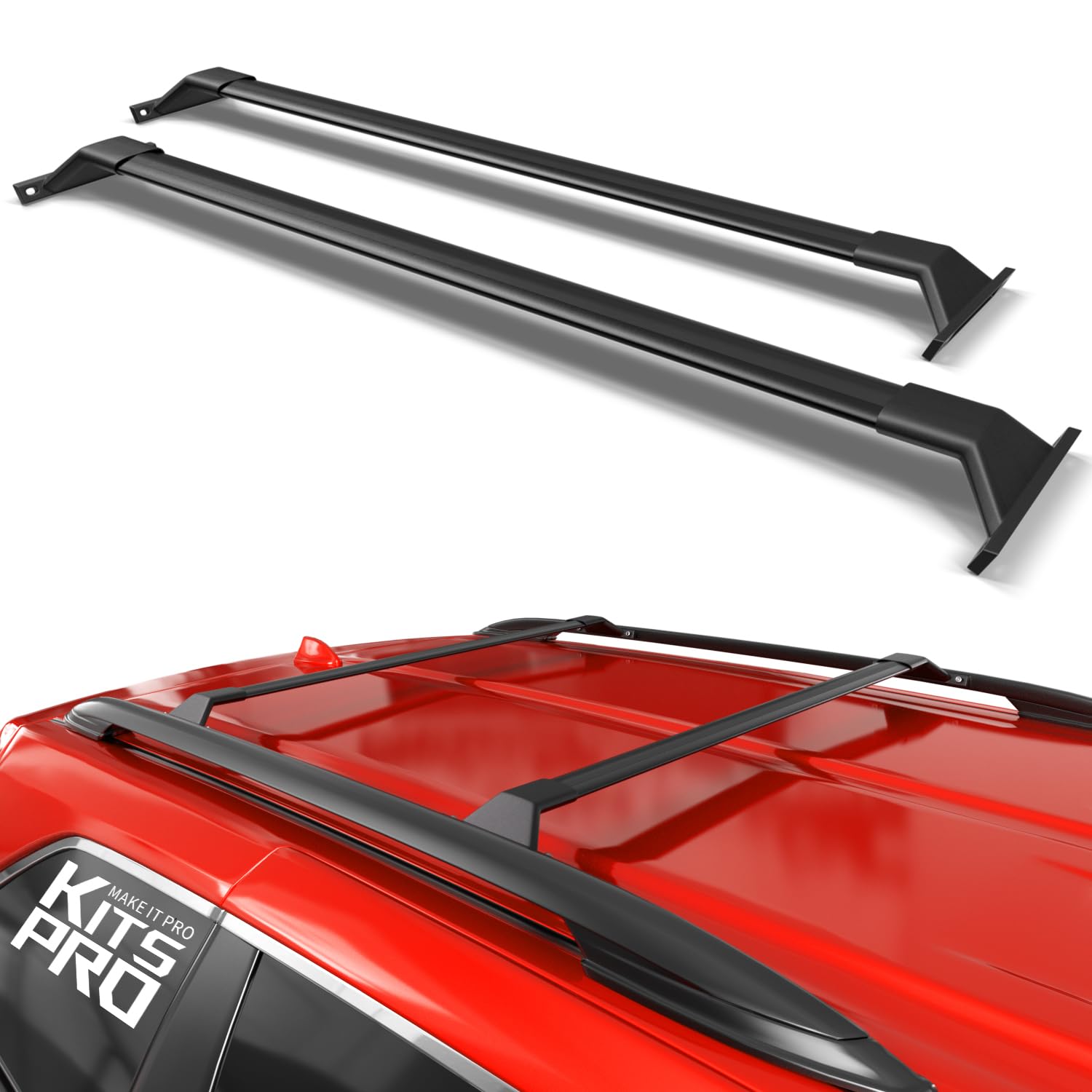 kitspro 260lb roof rack cross bars for 2021-2024 toyota sienna (only fit factory flushed side rails), matte black heavy duty aluminum cargo crossbar