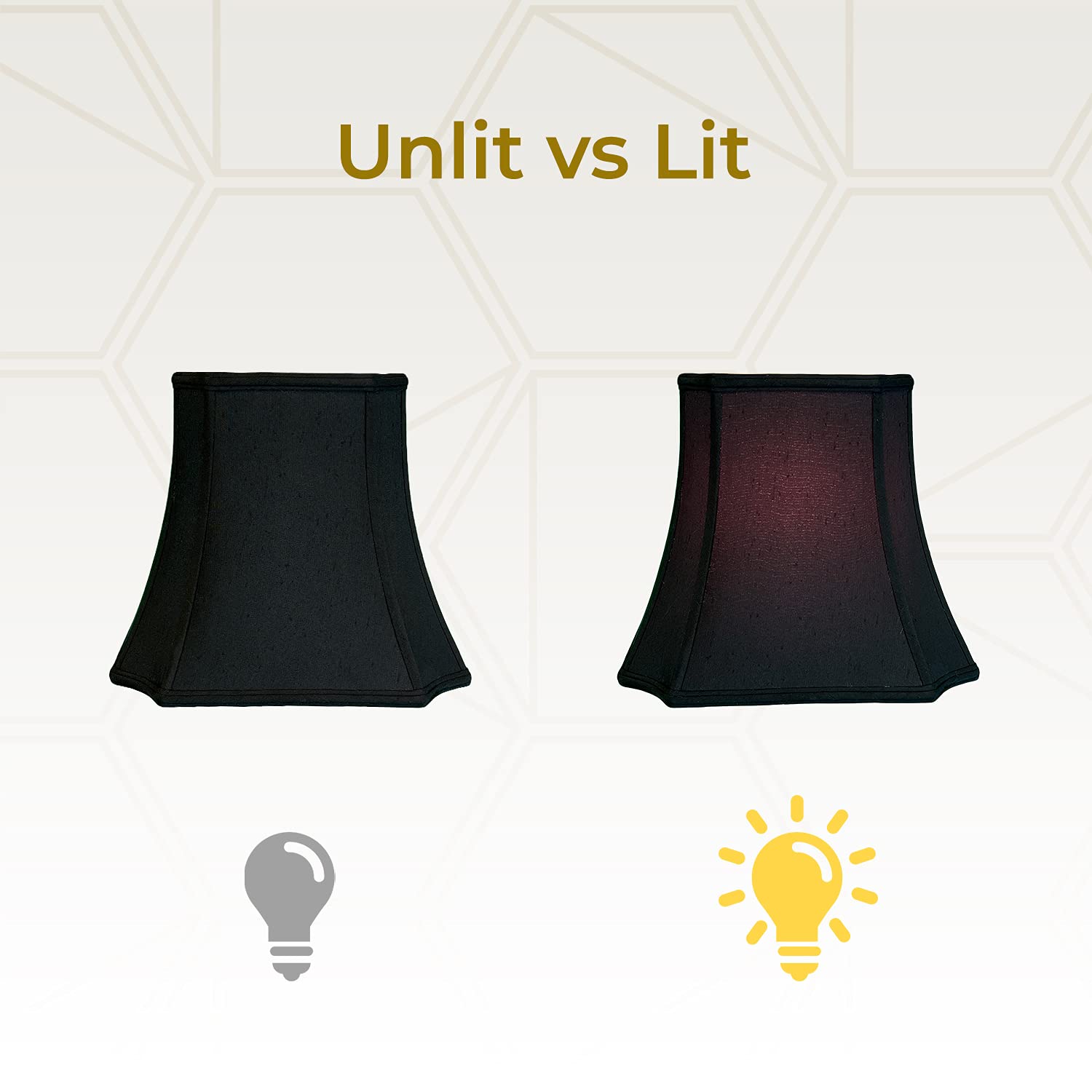 Royal Designs Rectangle Inverted Cut Corner Lamp Shade, Black