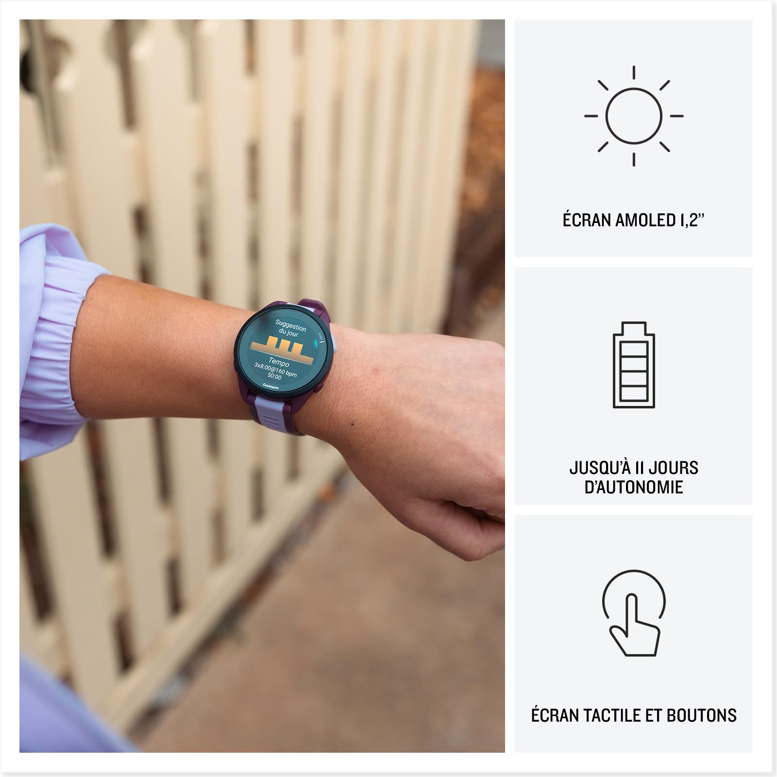 Garmin Forerunner 165, Music - Montre GPS connectée de Running avec écran AMOLED – Noir/Gris - Boîtier 43 mm