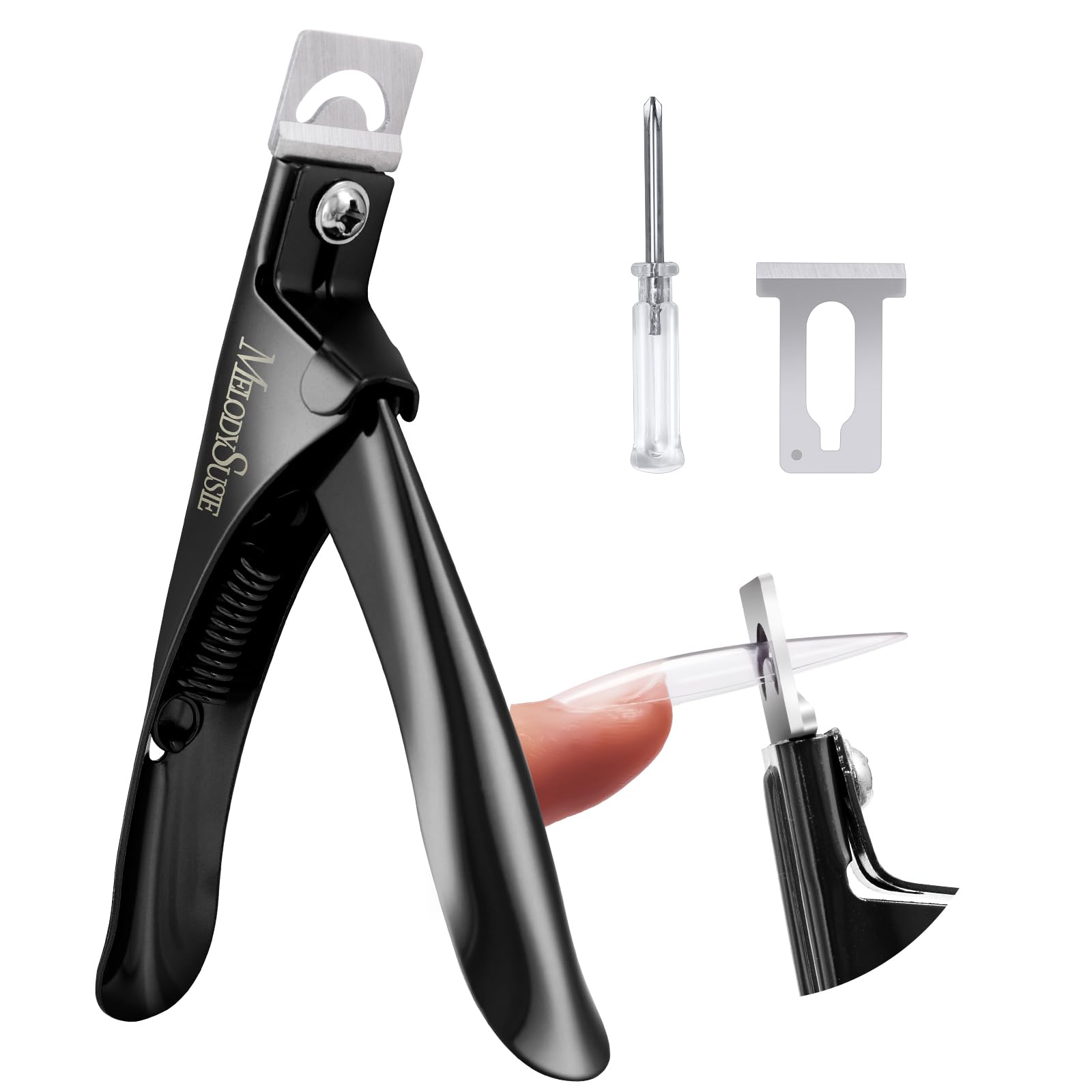 Acrylic Nail Clippers, Adjustable Stainless Steel Nail Tip Cutter, Professional Nail Trimmer for Acrylic Artificial Fake False Polygel Nails, Manicure Tool, Nail Salon Supply, Black