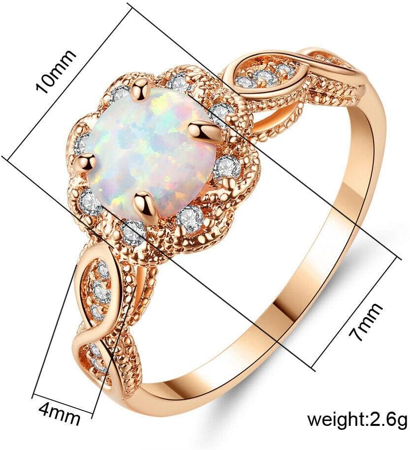 CiNily 18K Gold Plated Opal Ring-White Fire Opal & Amethyst & Cubic Zirconia Women Jewelry Gemstone Engagement Anniversary Ring Size 5-13 - Image 5
