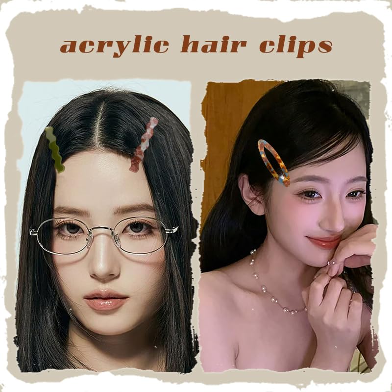 French Hair Clips Acrylic Acetate Alligator Clips Green Brown Resin Oval Tortoise Shell Barrettes for Women Stylish Vintage Barrettes Duckbill Hairpins for Fine Thick Thin Side Hair Clip 3 PCS - Image 6