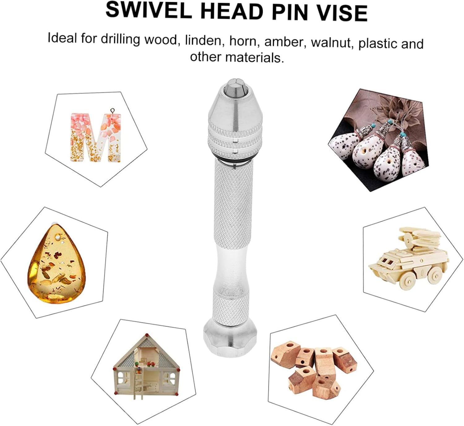 Gadpiparty Walnut Puncher Hand Jeweler Model Maker Drill Jewelry Tool Drill Bits Jewelry Drill Wire Twisting Tool for Drill Miniature Model Drill Pin Vice Drill Aluminum Alloy Silver