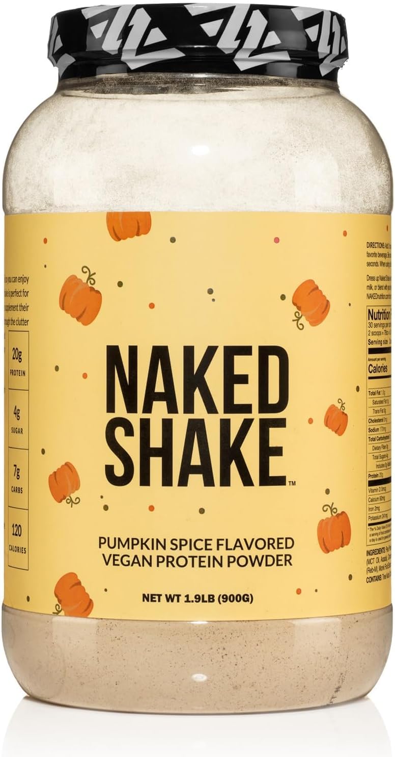 Naked Shake - Pumpkin Spice Protein Shake - Flavored Plant Based Protein with Mct Oil - Gluten-Free, Soy-Free, No Gmos Or Artificial Sweeteners - 30 Servings