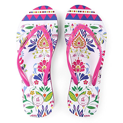 Women Slim Flip Flop Shoes, Lightweight Printing Thong Sandals Beach Slippers3