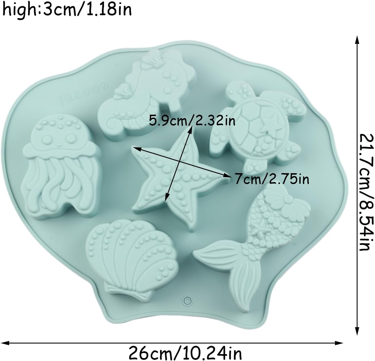 6 Cavity Ocean Animal Silicone Candy Molds