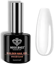 modelones Construtor de unhas em gel, construtor transparente 7 em 1 para unhas, esmalte em gel com base de borracha colorida curada por lâmpada LED, fortalecedor, espessador, extensão, cola com strass em frasco para presentes de salão de beleza caseiro faça você mesmo