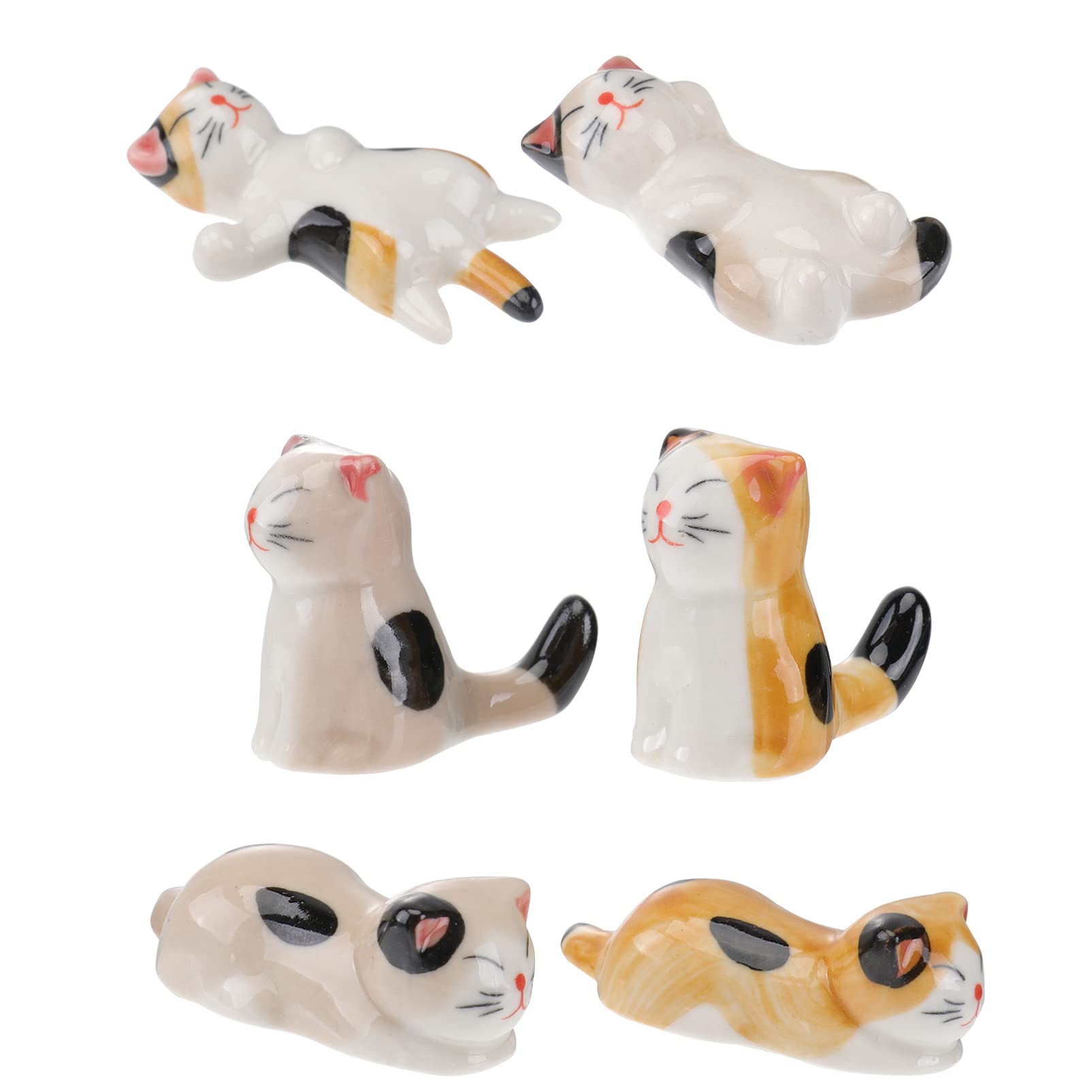 WDWDW Chopstick Rest Chopsticks Holders Restaurant Ceramic Cute Stand Dinner Spoon Cat Cat Spoon for Serving 6PCS Decor Gift