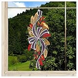 DSD Design-Studio Drechsler Gesticktes Fensterbild Erntedankfest Fenster-Dekoration Herbst Plauener Spitze Bunte Blätter, Mailkolben mit Schleife lila