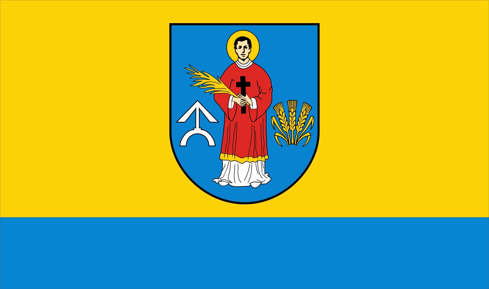 Drapeau POL gmina Pacyna grand format paysage aux finitions soignées