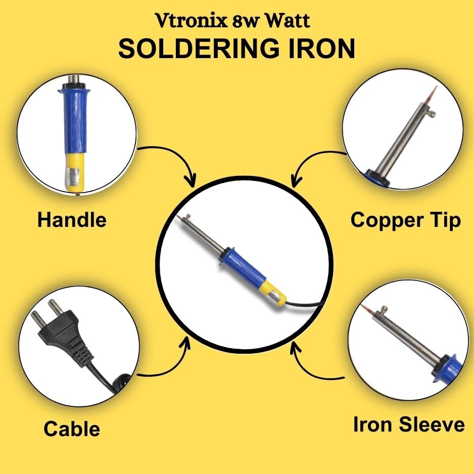 Image of Vtronix 8Watt Soldering Iron for Precision Electronics Work | Soldering Machine for Home, Industrial & Electronics Workshop Reparing with Fast Heating & Heat Resistant Handle (8W)