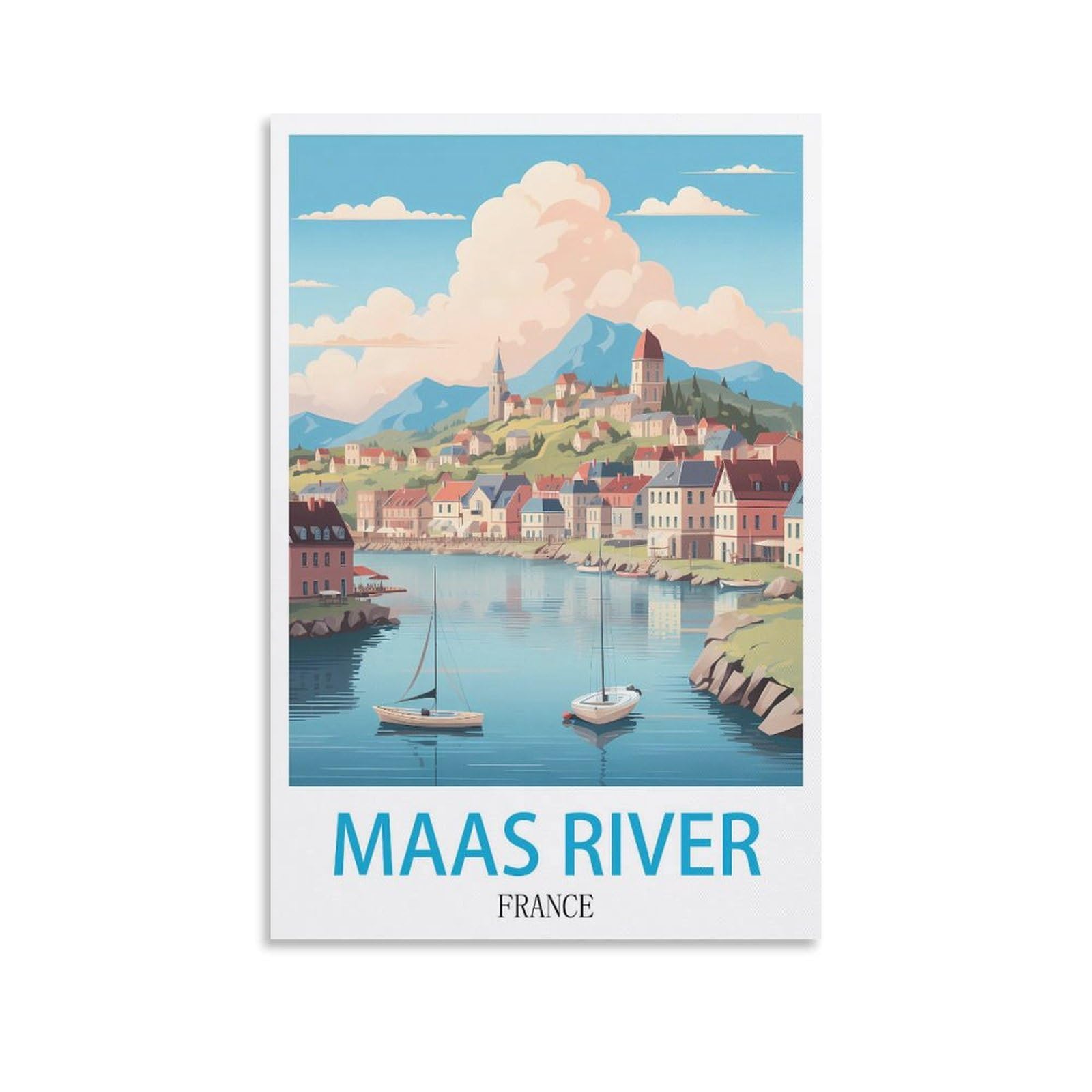 EZMLFA Paint by Numbers for Adults and Children，Maas River FrancePosters DIY Acrylic Painting by Numbers for Children & Adults & Beginners 40x50CM