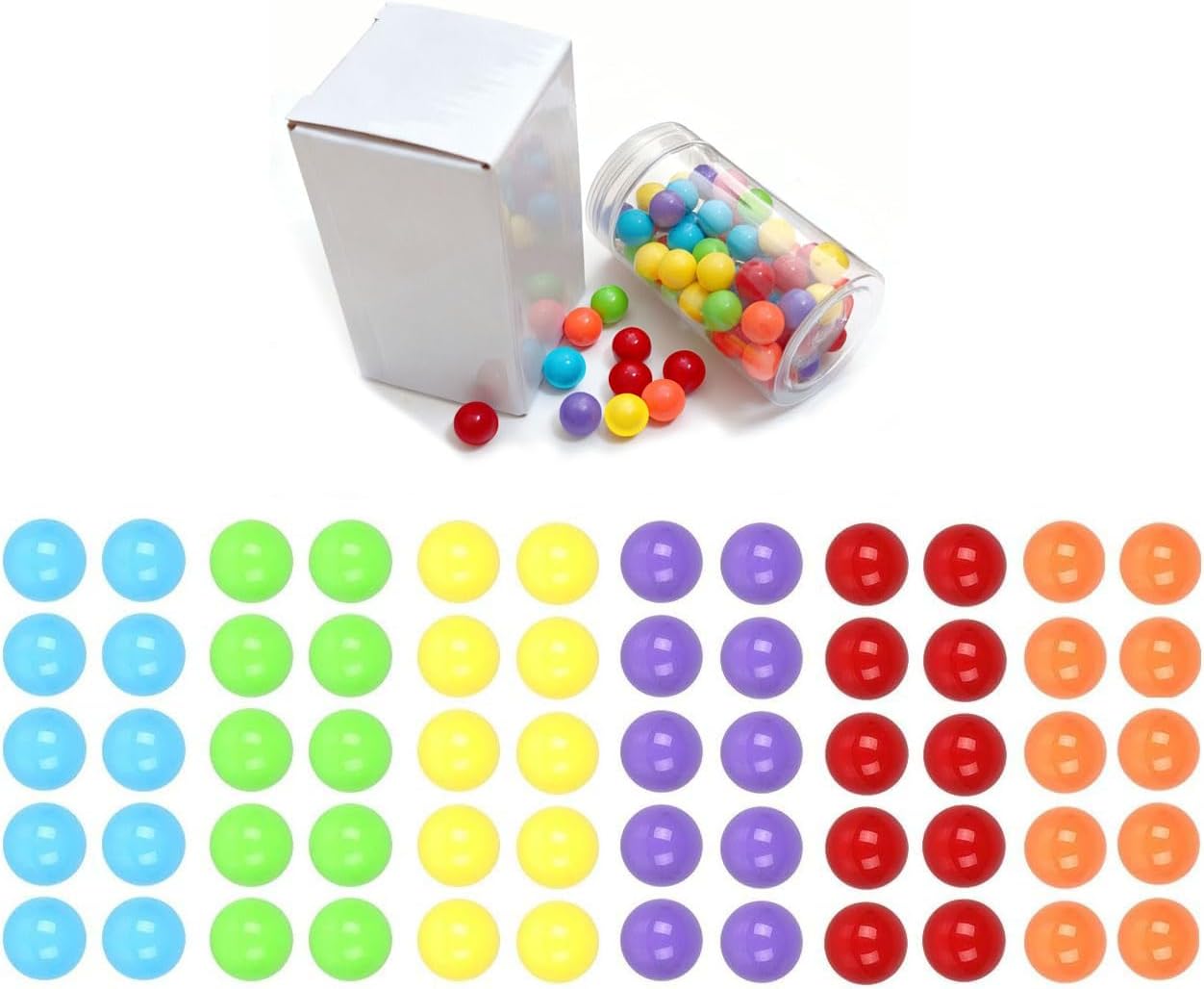 60pcs Chinese Checker Replacement Balls, 6 Solid Color 14mm Acrylic Marbles for Marble Run, Aggravation, Traditional Marbles Games
