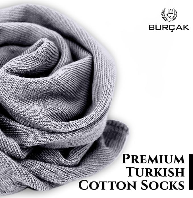 Burcak - Premium Authentic Turkish Cotton Dress Socks - Premium Quality Turkish Cotton - Soft and Breathable - Pressure-free Elastic - Men's Dressy-Casual All-Occasion Wear- 6 Pairs of Socks Per Package - Fits Sizes 7 to 13 (Smoke Gray)3