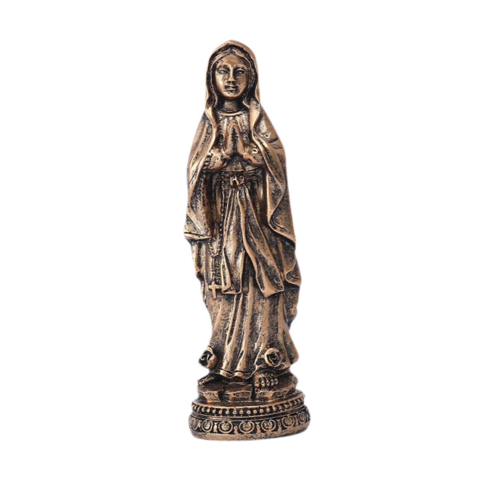 QIXCXAZ Exquisite Virgin Mary Statue Unique Jesus Sculpture Home Decoration Beautiful European Mexican Christian Figurine Stunning Desk Craft Gift Home Desk Craft Gift Catholic