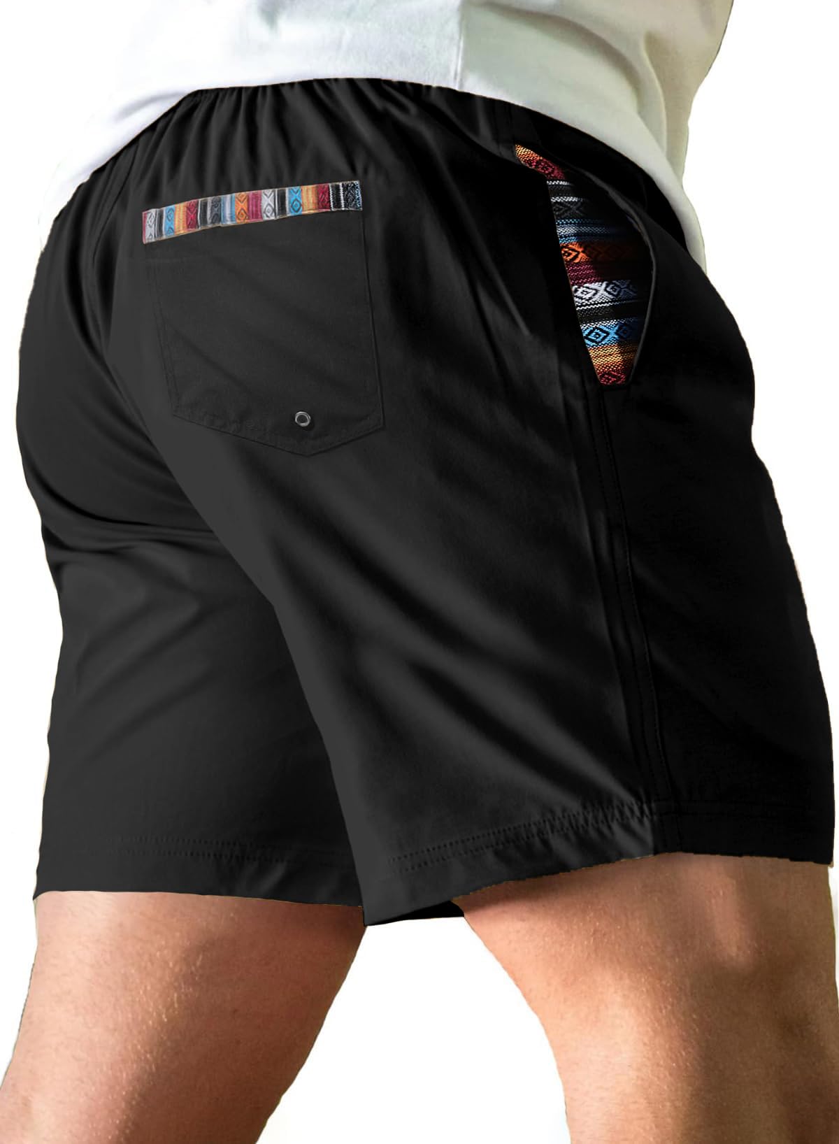 Comdecevis Men's Athletic Shorts 6" Quick-Dry 4-Way Stretch Color Block Elastic Waist Summer Beach Swimming Shorts