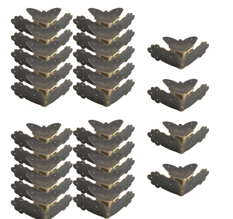 Protecteurs d'angle en métal, 24 pièces, bronze vintage avec quincaillerie