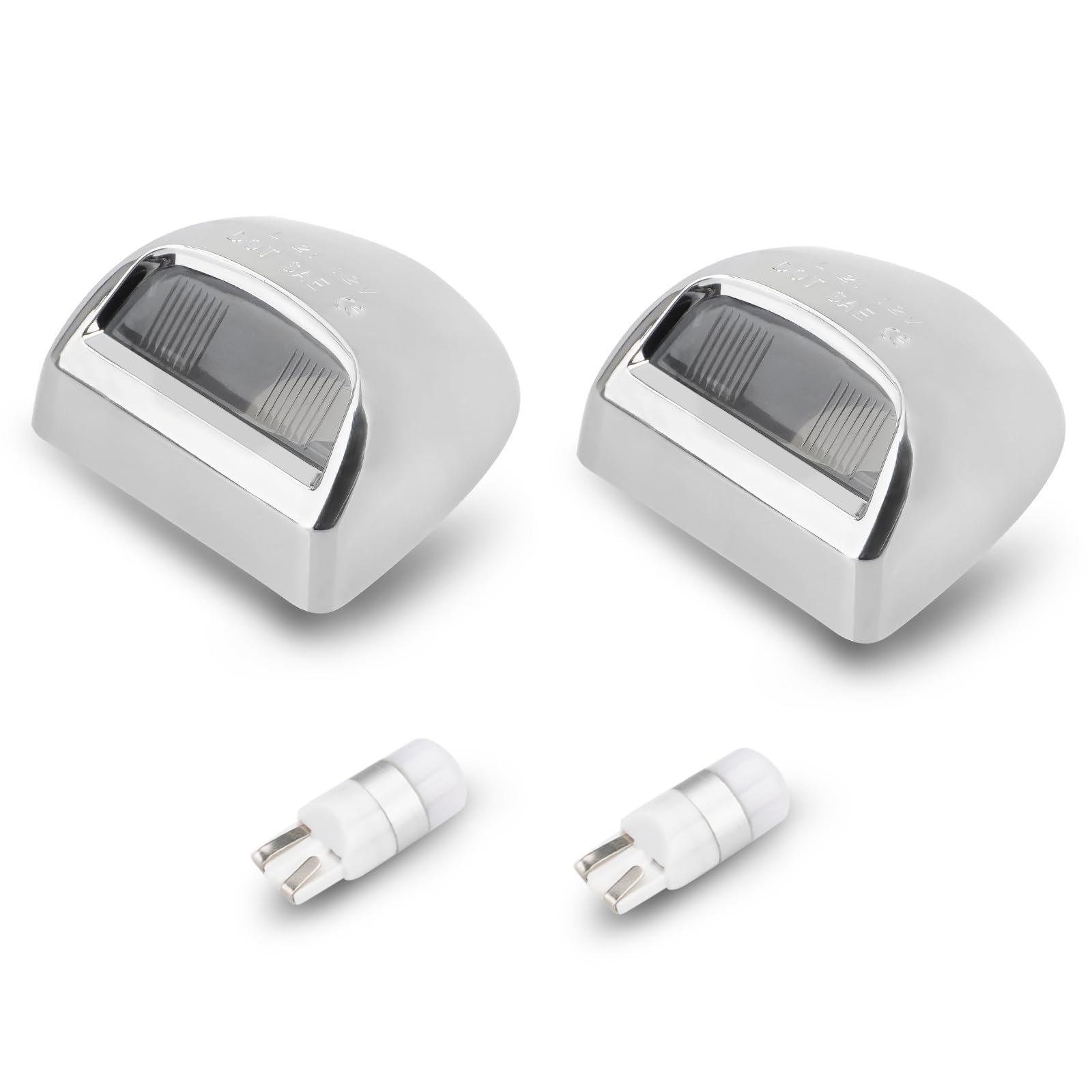 Bestview License Plate Lights Tag Lamp with Silver Housing Cover 6000K White Bulbs Assembly Replacement for Chevy Silverado GMC Sierra 1500 2500 3500 Suburban Tahoe Avalanche Cadillac-Pack of 2