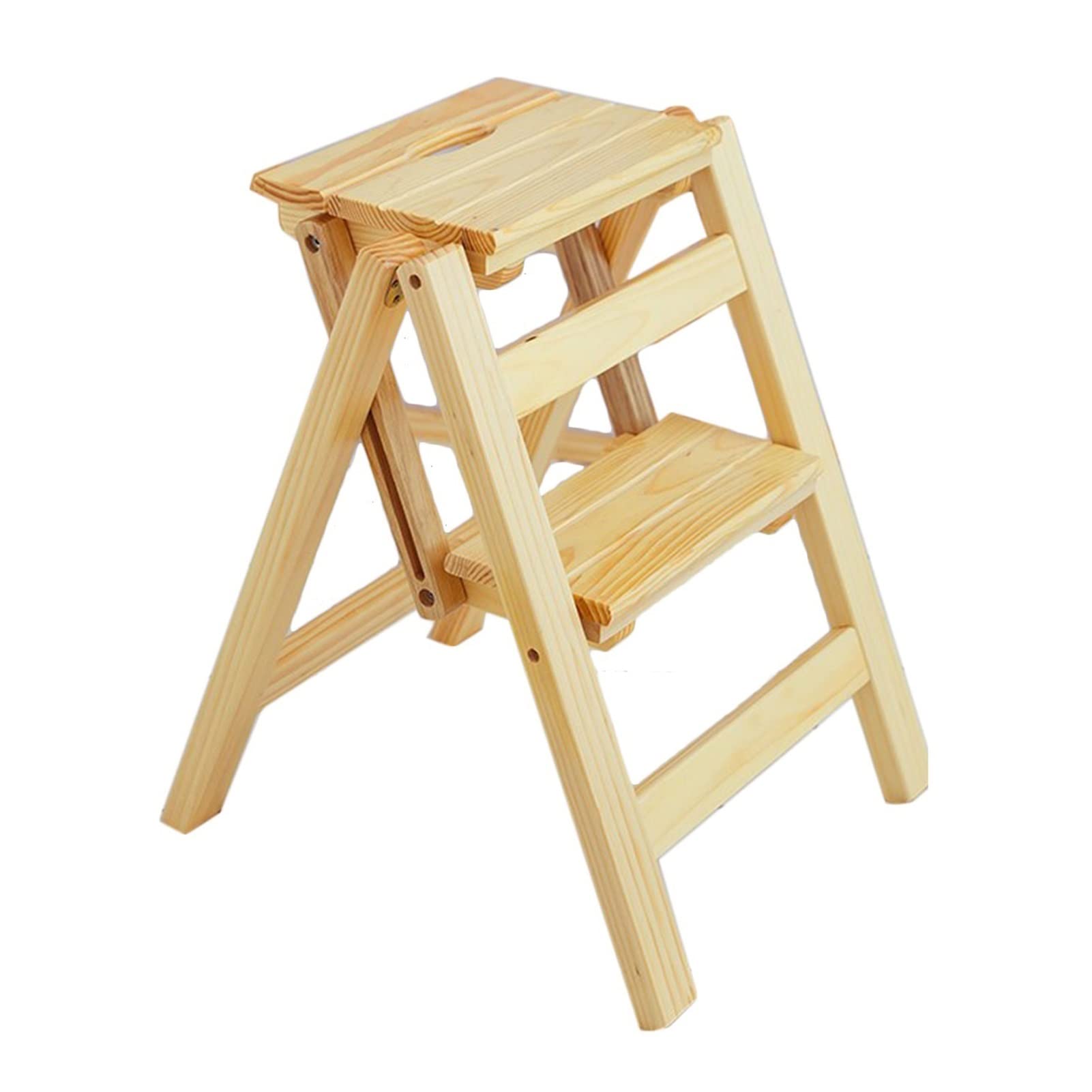 ZGYOZMNG Indoor Climbing Stool, Wooden 2 Step Stool, Folding Ladder Stool Non-Slip Compact Ladder Chair Stairs Combination Bookshelf Plant Stand Dinner Chairs Kitchen and Library