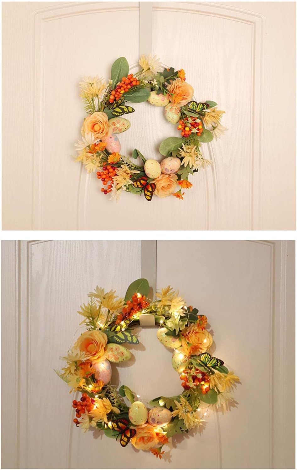 MAYABI Türkranz, Türkranz, Herbstkränze for die Haustür, hängender Osterkranz, Vögel, Eier, Kranz, handgefertigte Geschenke, Türdekoration, Dekor for Türen im Innenbereich und im Herbst,