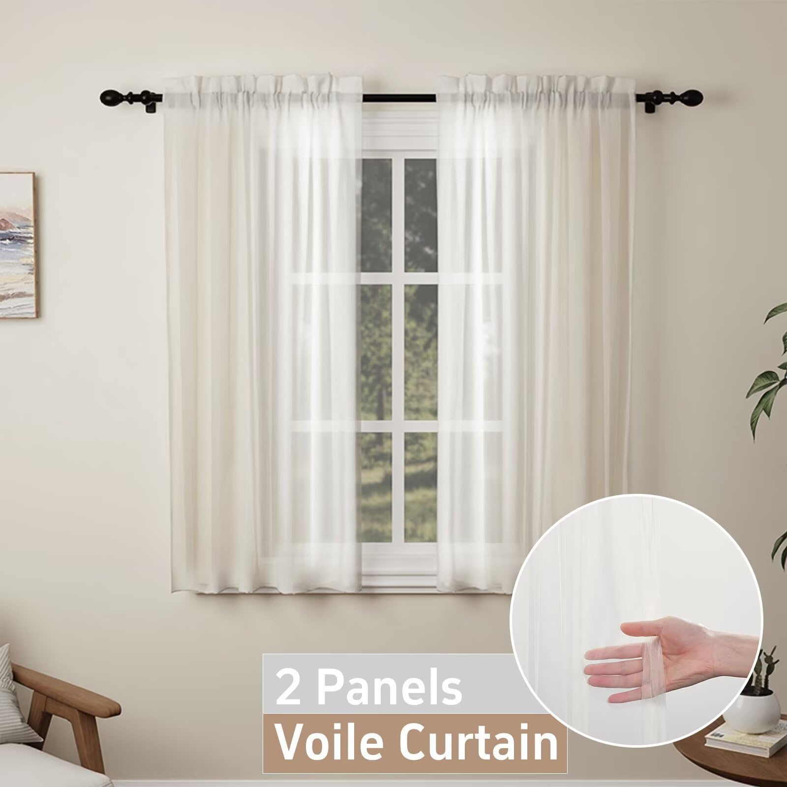 Pacok Beige Voile Curtains - Image 3