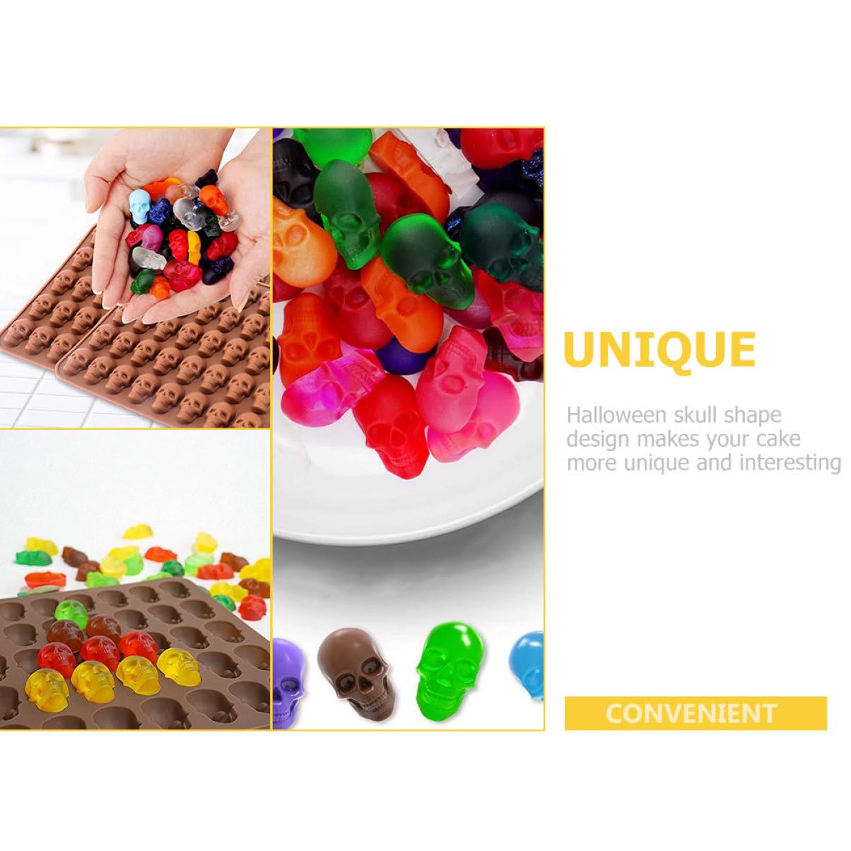 MAGICLULU 5 Ensembles moule de crâne Gelée étain squelette moulage cuisson du crâne moule halloween pochoir halloween moules pour le bricolage moules à desserts de fête Gel de silice Coffee