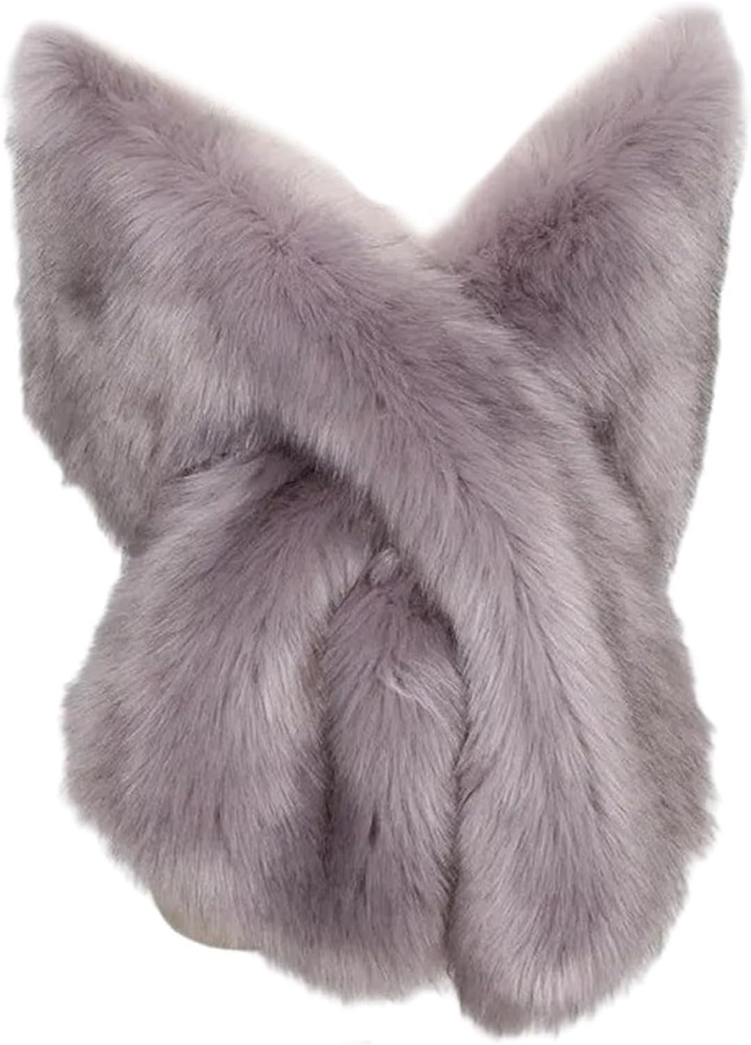 KGAIXN Women Faux Fur Luxury Designer Winter Bridal Shawl Wedding Cape Bride Cloak Wraps for Evening Dresses Warm Accessories Soft Cozy Long Stole, Gray Coffee Tip