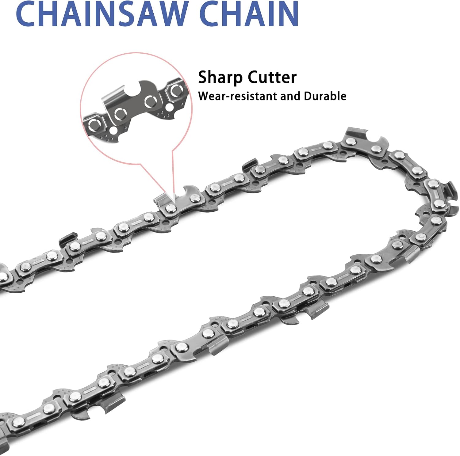 O-CONN 4 Pack 8 Inch Pole Saw/Chainsaw Chain 3/8" LP Pitch .050'' Gauge 33 Drive Links Fits Chicago, Earthwise, Greenworks, Sun Joe and more