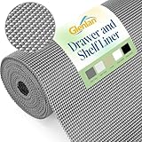 Glenlan Drawer and Shelf Liner, Non-Adhesive Cabinet Liners for Kitchen Cupboard, Bathroom Drawers, Breathable Thick Mat, Easy Trim & Easy Clean, 17.4' x 10', Dark Grey