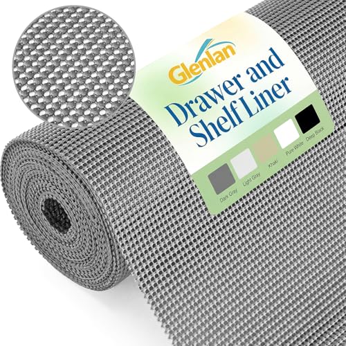 Glenlan Drawer and Shelf Liner, Non-Adhesive Cabinet Liners for Kitchen Cupboard, Bathroom Drawers,...