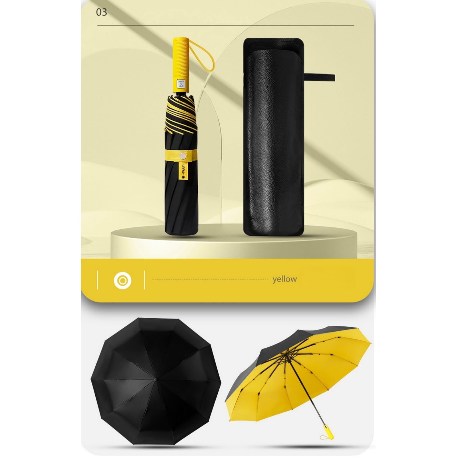 Ombrello Pieghevole Automatico Extra-large In Vinile Nero Rinforzato Per Tre Persone, Maschio E Femmina