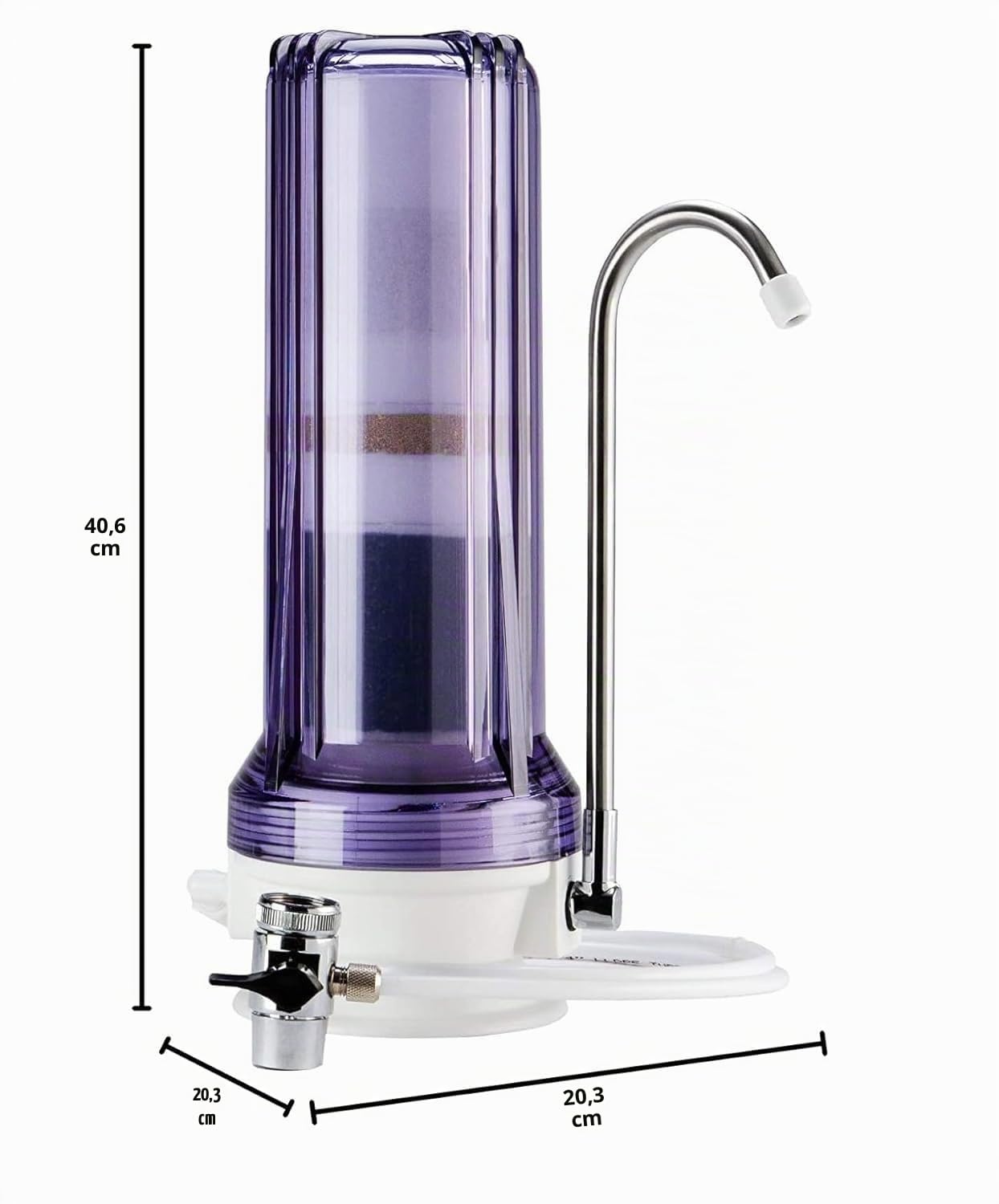 iSpring CT10-CL Système de Filtration d'Eau Potable de Comptoir à Plusieurs Niveaux avec Adaptateur de Robinet Polyvalent, Transparent