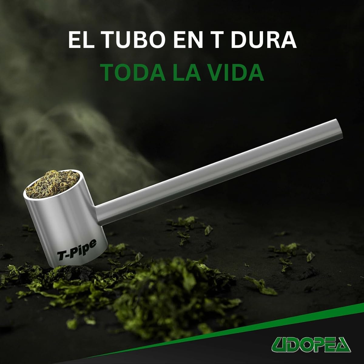 Pipa de titanio UDOPEA T-Pipe - La original - Pipa metálica de alta gama con propiedades perfectas para fumar - Pequeña, ligera, de sabor neutro (Titanio)