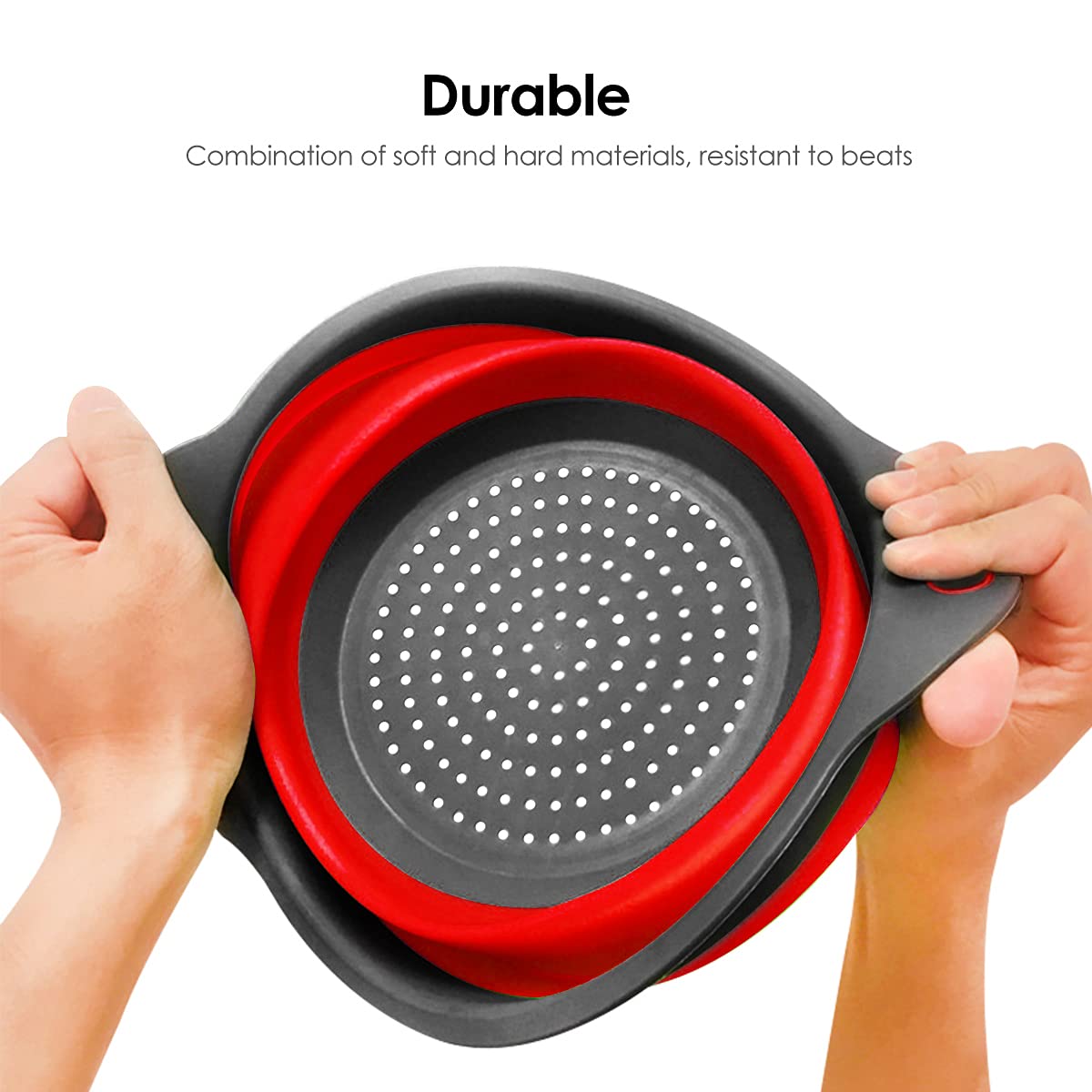 Passoire Pliable En Silicone - 22 Cm De Diamètre - Égouttoir Pour Pâtes, Légumes, Fruits
