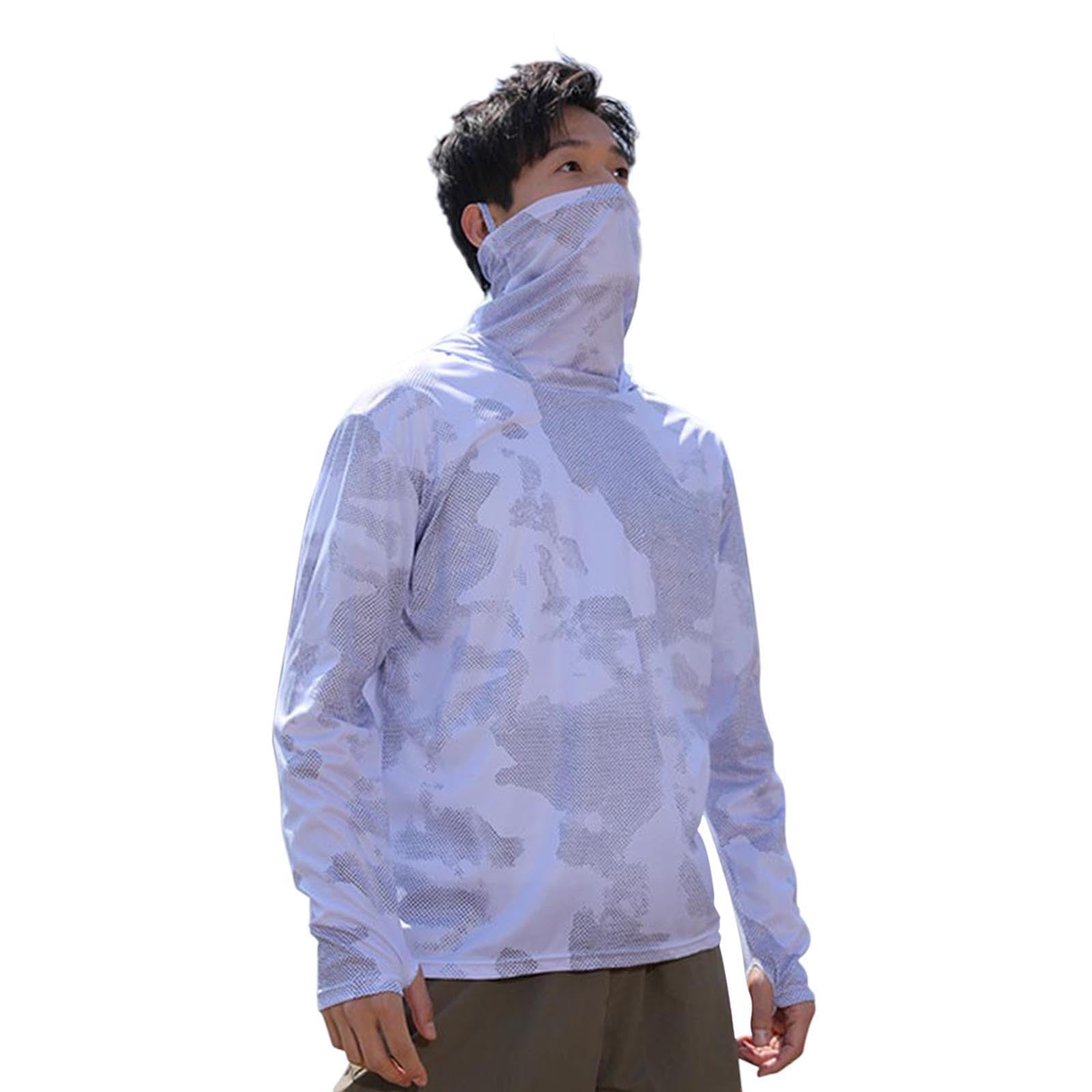 Fishing Hoodies for Men with Face Mask Sun Protection Hoodie UPF 50 Hiking Shirt Long Sleeve UV Rash