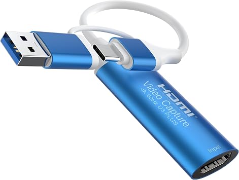HDMI Video Capture Card 4K 60Hz Output, HDMI to USB 3.0 A and USB C Capture Card for Camera/Xbox/PS5/4/PC/OBS/Switch 2