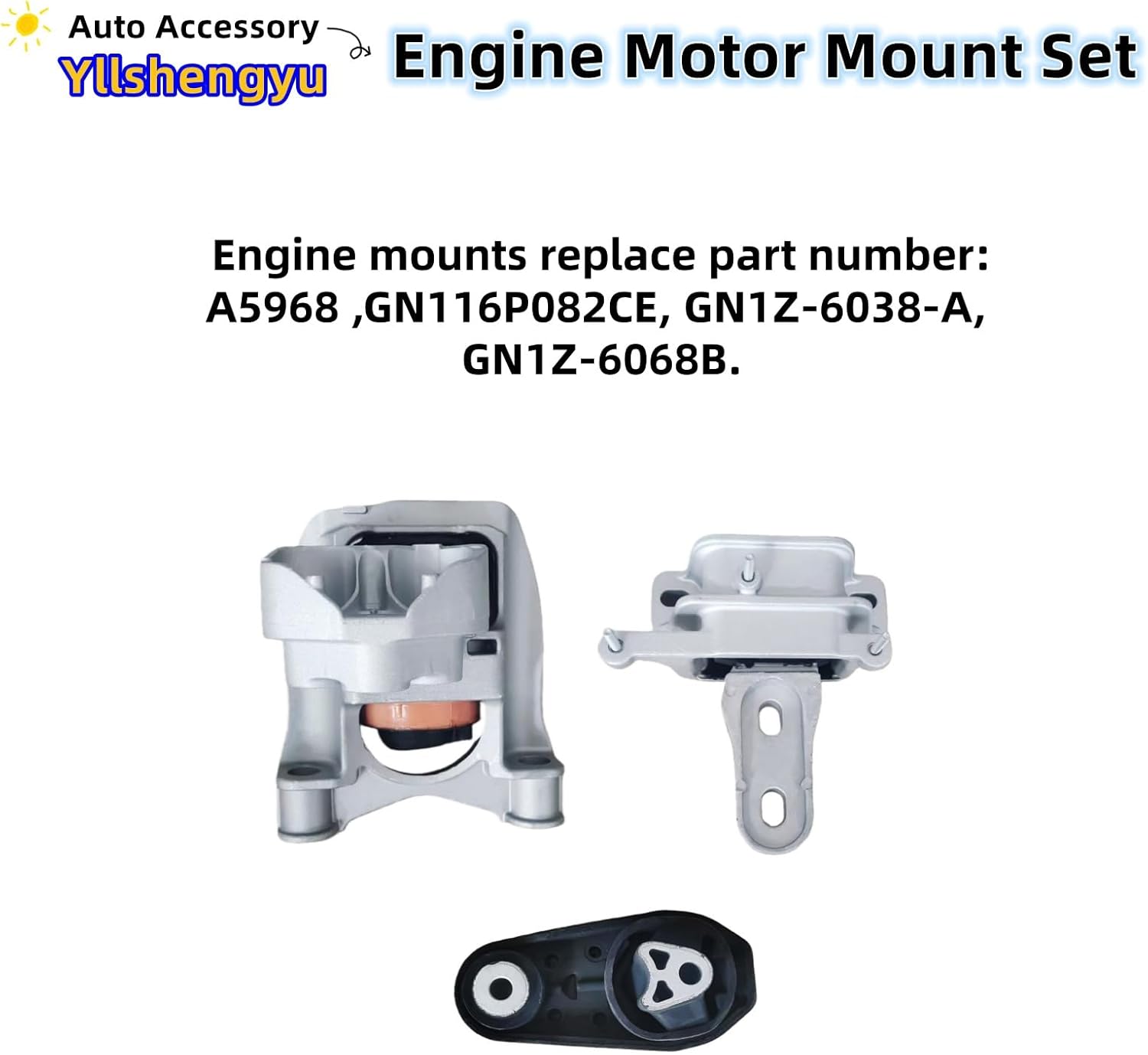 3Pcs Engine Motor & Transmission Mount Kit - Compatible with Ford Ec--OSP--ort 2018-2021 1.0L, Replaces OE A5968 GN116P082CE GN1Z-6038-A GN1Z-6068B