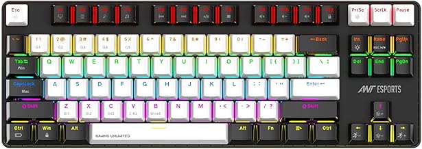 Ant Esports MK4500 Pro TKL, with 80% Mechanical Keyboard, 2.4G/BT5.0/Wired, Wireless Bluetooth Mechanical Keyboard 87 Keys, Gaming Keyboard, Red Switch, Black