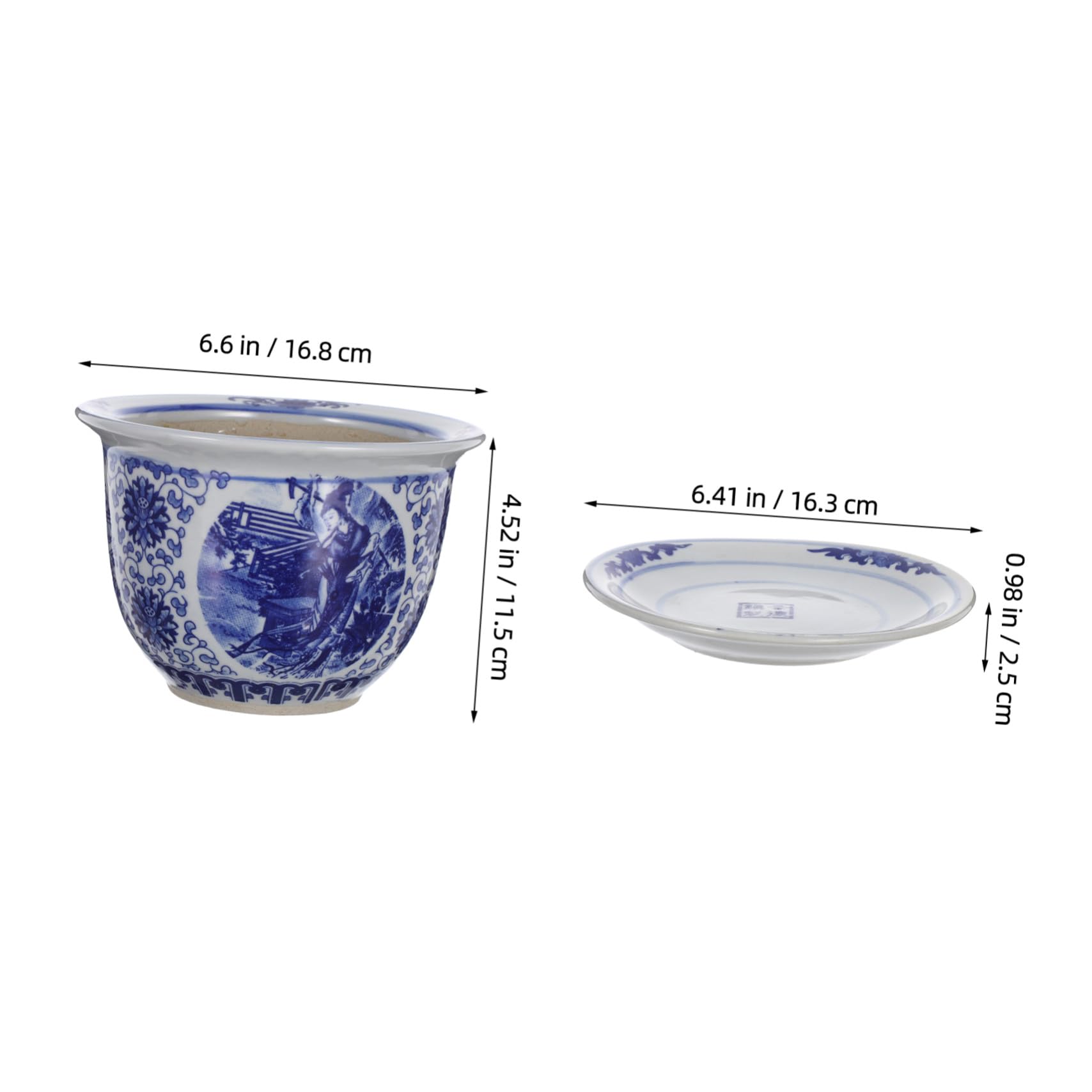 Ipetboom Ceramiczny Doniczka Do Roślin Wewnętrznych z Podstawką Chiński Niebiesko Biały Wzór Dekoracyjny Kwiat Doniczka Do Sukulentów i Bonsai