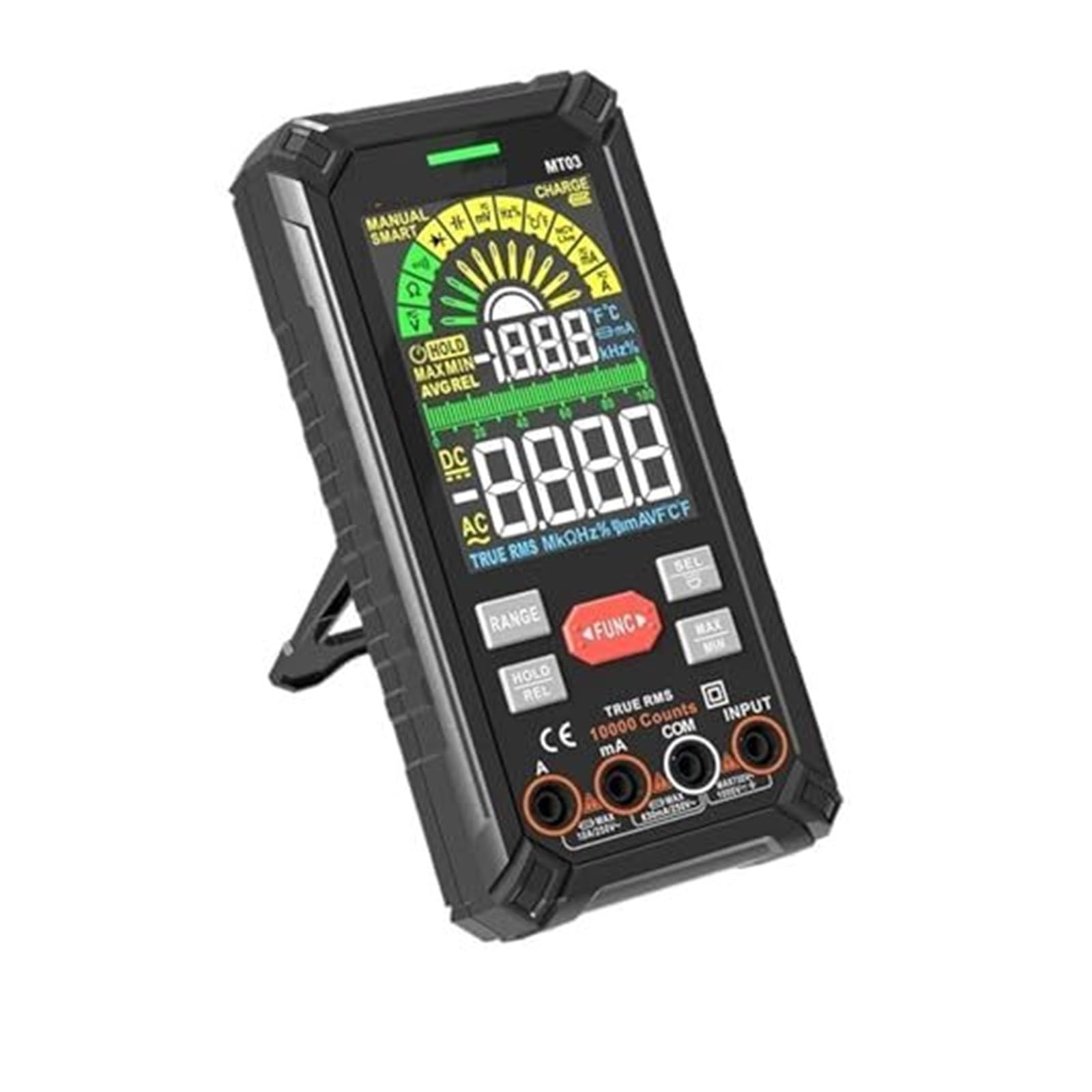 Inteligentny multimetr akumulatorowy MT03, 10000 zliczeń, automatyczny zakres, True RMS, 1000 V, 10 A Tester do testów elektrycznych