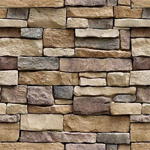 Yancorp 10ft Peel and Stick Wallpaper Stone Brick Wallpaper Waterproof Self-Adhesive Backsplash Easily Removable Wall Covering