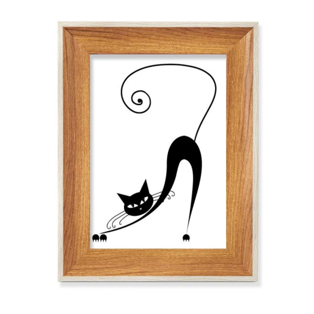 Chat Noir Stretch Halloween cadre photo bois pour decoration bureau festive