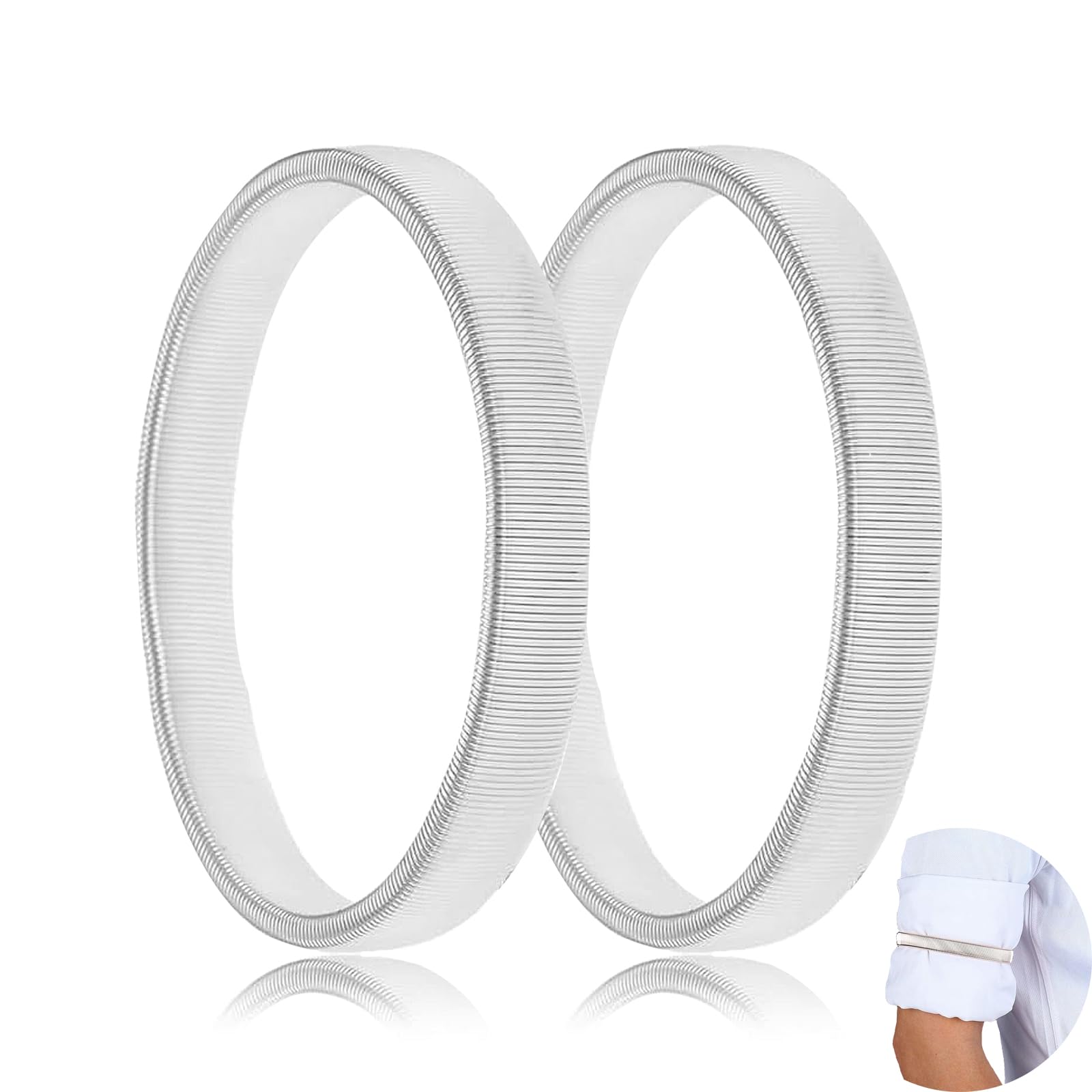 WQEDVN Shirt Sleeve Holders, Sleeve Garters Women, Shirt Armbands, for Office Workers/Waiters/Bar Staff(White)