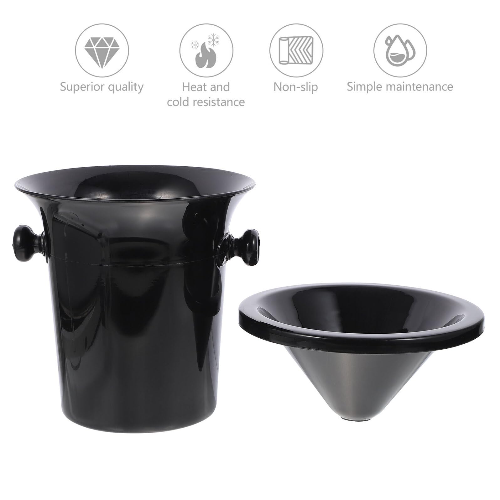 jojofuny Escupideras de Plástico Negras para Cata de Vino 3piezas Tapa, Cubo Grande para Hielo y Bebida en Fiestas y Tiendas Especializadas