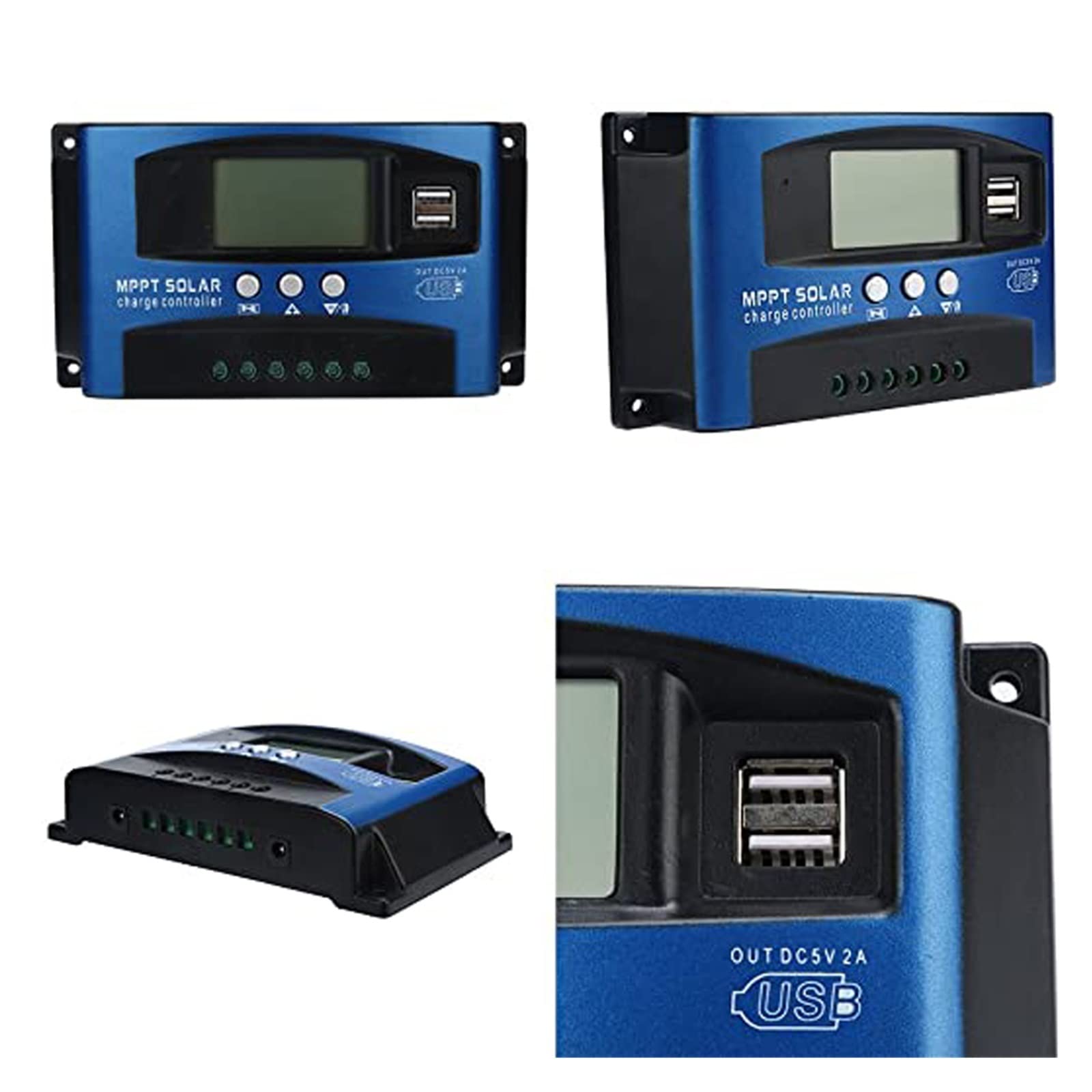 Kontroler ładowania słonecznego, MPPT 30A 40A 50A 60A 100A regulator ładowania słonecznego 12 V/24 V regulator baterii do paneli słonecznych regulator ładowania podwójny USB 5V2A użytku domowego(3)