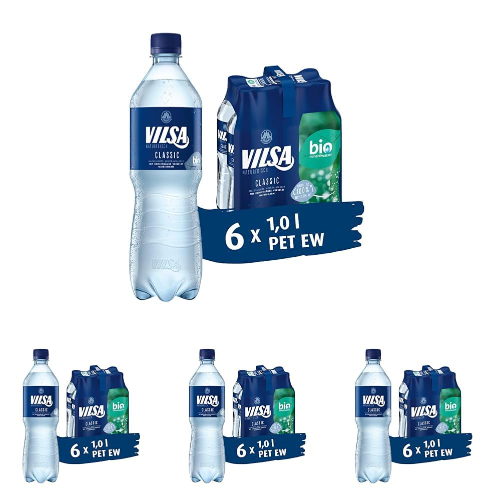 VILSA Mineralwasser Classic, 6 x 1,00 l PET (Packung mit 4)