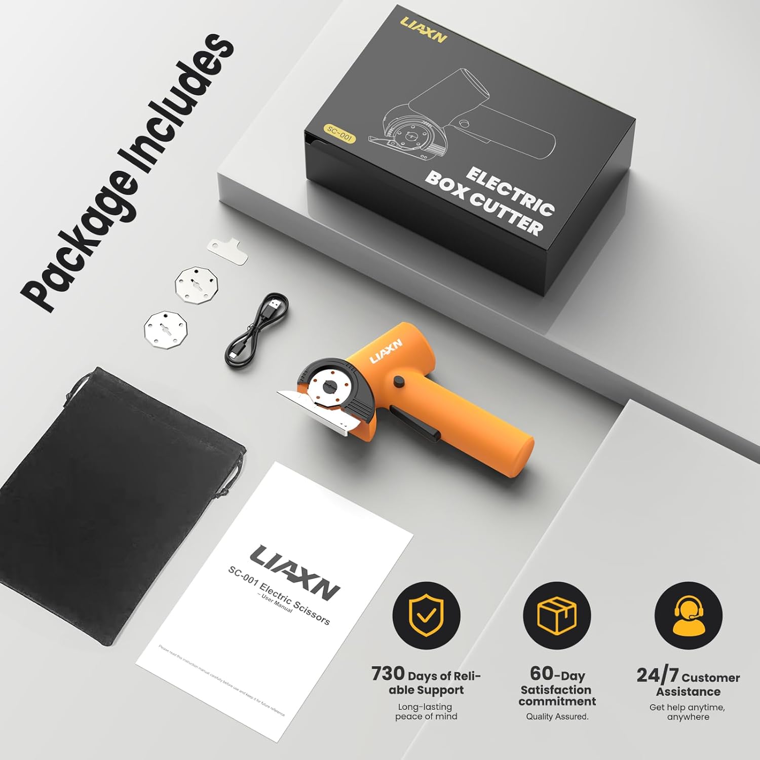 Cardboard Cutter 4000mAh 450RPM 3 Speeds Powerful Cordless Electric Scissors - Cardboard Box Cutter, Power Box Cutter, Rechargeable Electric Scissors for Cardboard Fabric Plastic Carpet Cutting Tool